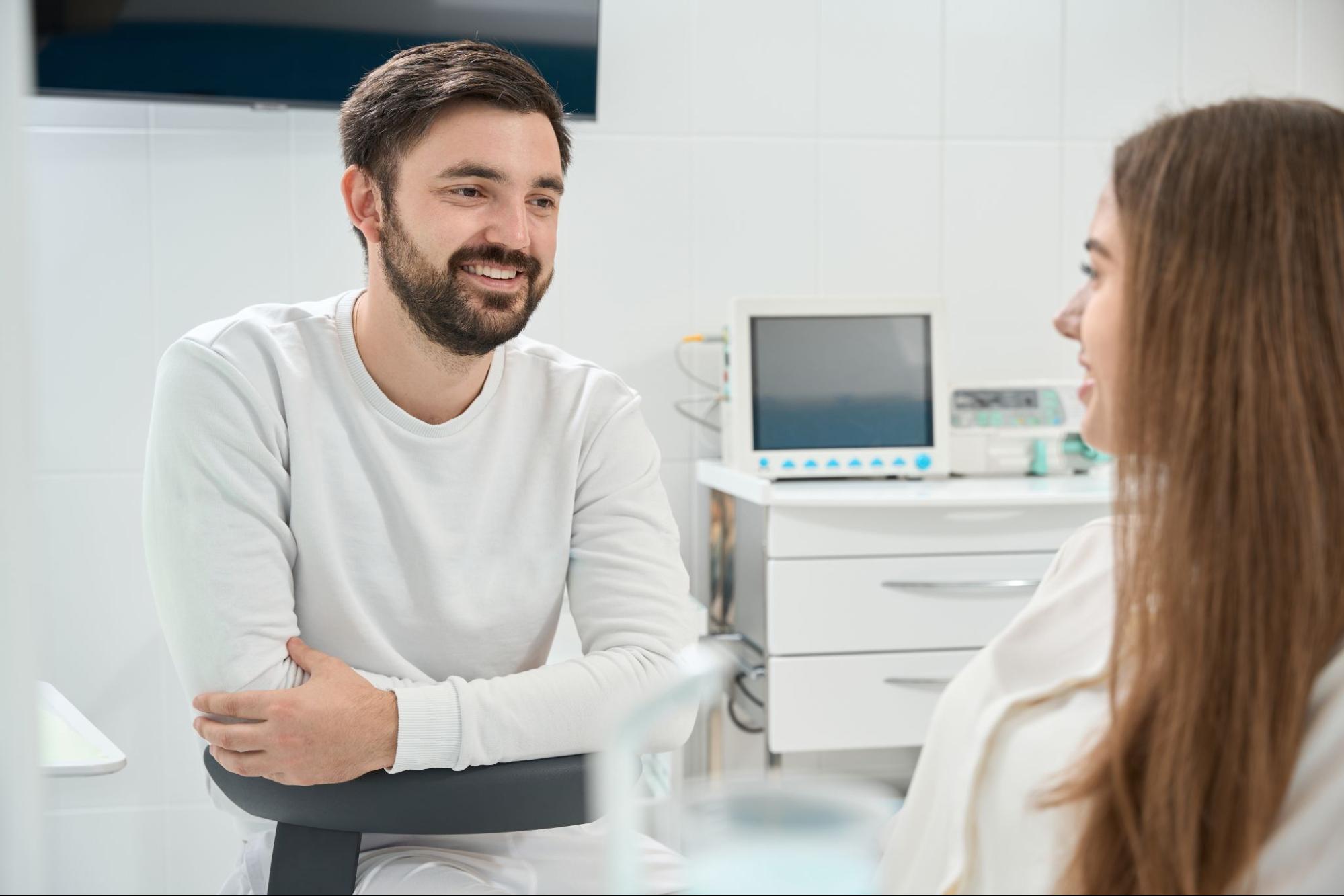 A man visiting a dental office.